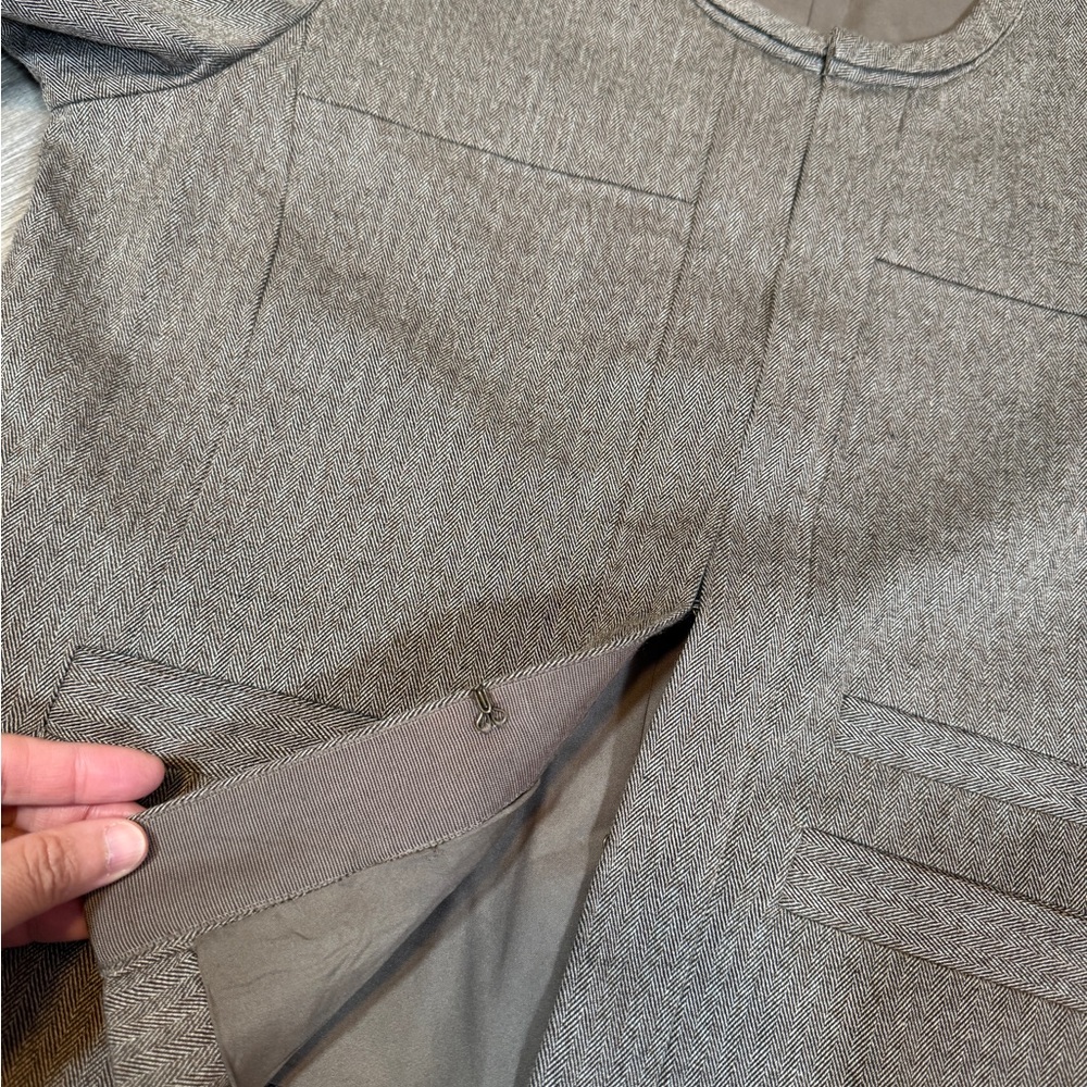 Coldwater Creek Brown Herringbone Collarless Hook And Eye Blazer-size S (6-8) - Picture 9 of 12